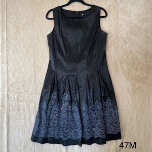 Leslie Fay Black W/Blue Beading Dress EUC Sz 12 Made In‎ USA